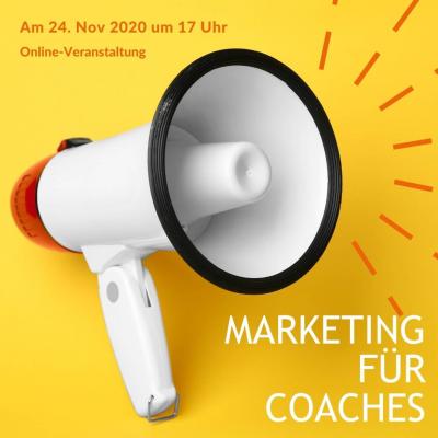Ein Megafon mit dem Hinweis auf die Veranstaltung "Marketing für Coaches"